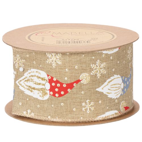 Fita decorativa com gnomos de Natal em fita de juta, motivo de inverno, 60 mm x 10 m | Floristik24.pt