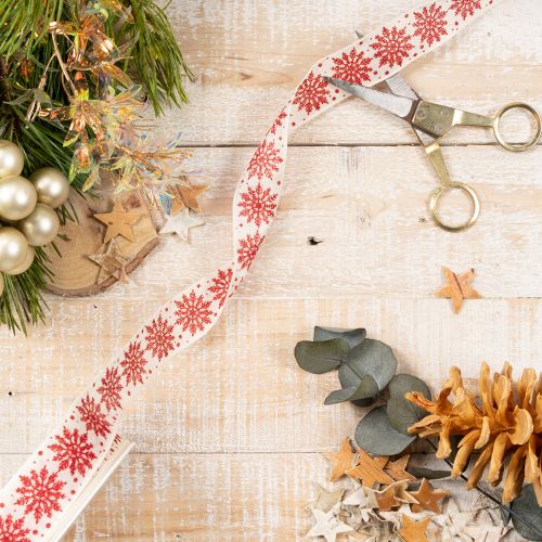 Fita decorativa com flocos de neve, para embrulho de presentes, inverno, 25 mm x 20 m | Floristik24.pt