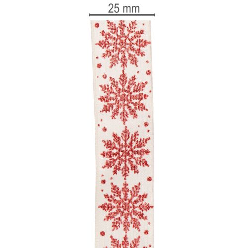 Fita decorativa com flocos de neve, para embrulho de presentes, inverno, 25 mm x 20 m | Floristik24.pt