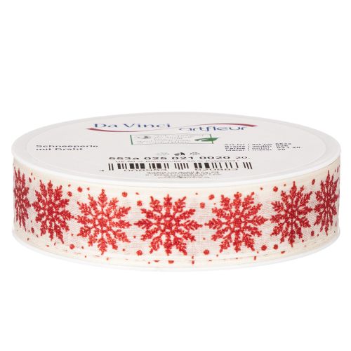 Fita decorativa com flocos de neve, para embrulho de presentes, inverno, 25 mm x 20 m | Floristik24.pt