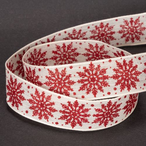 Fita decorativa com flocos de neve, para embrulho de presentes, inverno, 25 mm x 20 m | Floristik24.pt