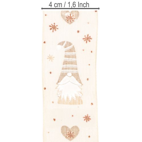 Fita decorativa com gnomos e corações para presentes e artesanato, 40 mm x 15 m | Floristik24.pt