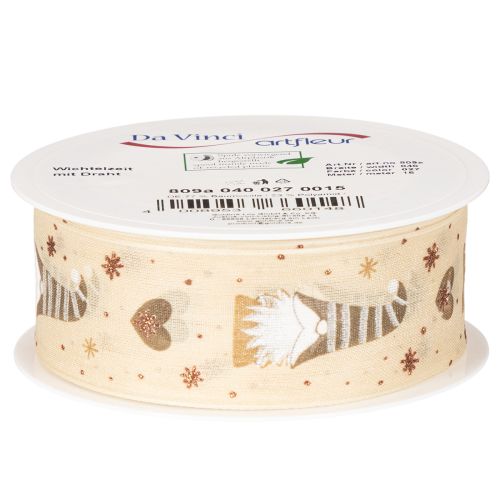 Fita decorativa com gnomos e corações para presentes e artesanato, 40 mm x 15 m | Floristik24.pt