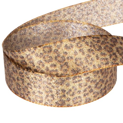 Fita de presente com estampa de leopardo para decoração criativa e arranjos florais, 25 mm x 20 m | Floristik24.pt