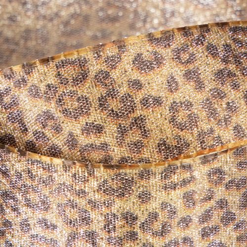 Fita de presente com estampa de leopardo para decoração criativa e arranjos florais, 25 mm x 20 m | Floristik24.pt