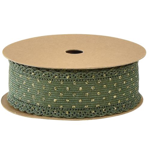 Itens Fita para presente Pontos de fita verde e renda 38 mm 10 mm