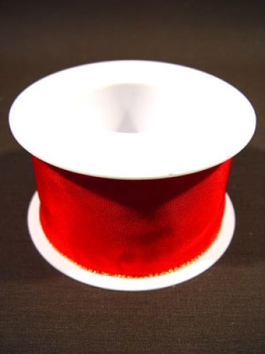 Floristik24 Fita para presente com borda dourada, 6,0cm 25m vermelho