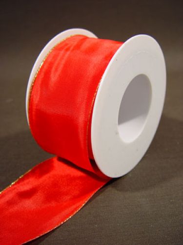 Floristik24 Fita para presente com borda dourada, 6,0cm 25m vermelho