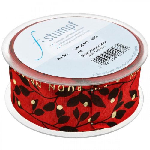 Itens Fita de natal com dizer vermelho 40mm 20m