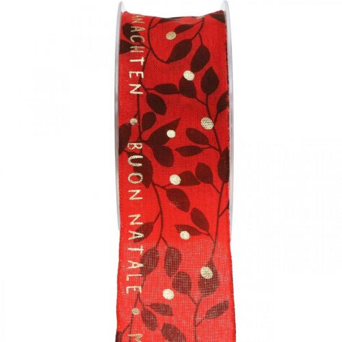 Fita de natal com dizer vermelho 40mm 20m