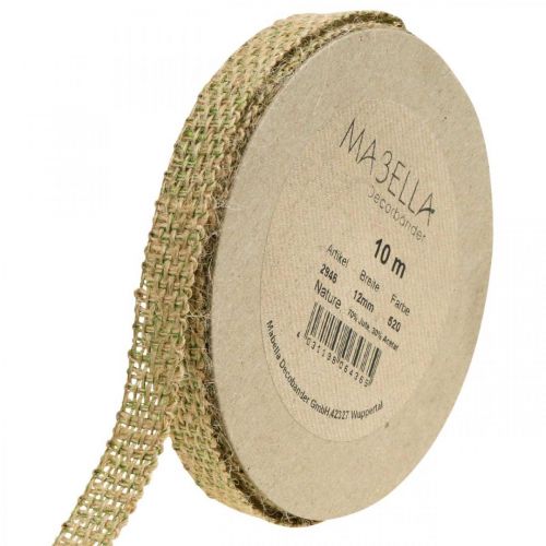 Floristik24 Fita decorativa de juta verde, natureza 12mm Fita de juta colorida decoração de juta 10m