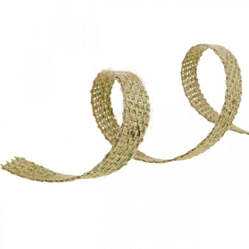 Floristik24 Fita decorativa de juta verde, natureza 12mm Fita de juta colorida decoração de juta 10m