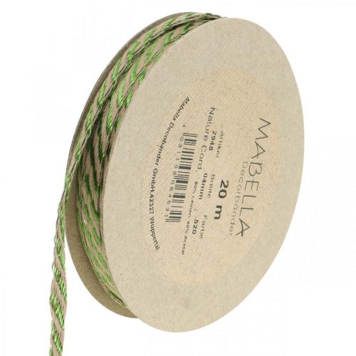 Floristik24 Deco ribbon linho verde, natural 4mm fita de presente fita decorativa 20m