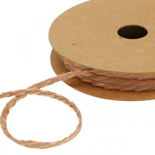 Floristik24 Cordão, fita decorativa, cordão para bijuterias Cobre-cores naturais L20m Ø4cm