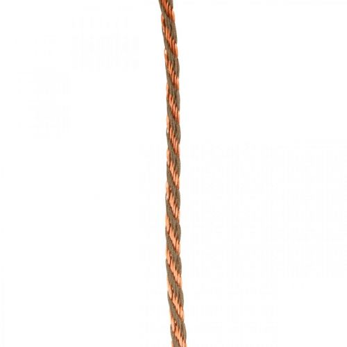 Floristik24 Cordão, fita decorativa, cordão para bijuterias Cobre-cores naturais L20m Ø4cm