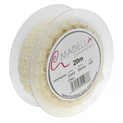 Itens Fita de Renda Decoração de Casamento Romântico Creme Branco W35mm L20m