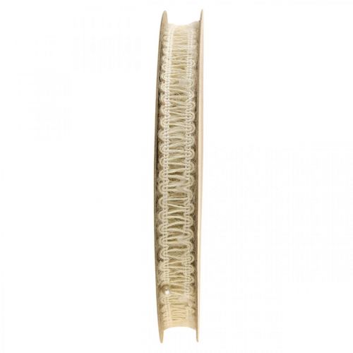Juta de fita deco, fita de presente natural creme branco 15mm 15m
