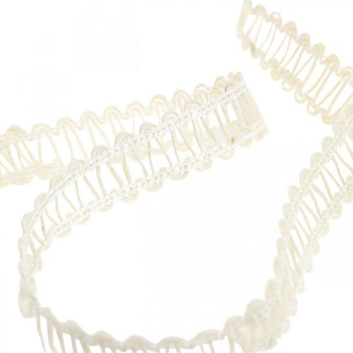Juta de fita deco, fita de presente natural creme branco 15mm 15m