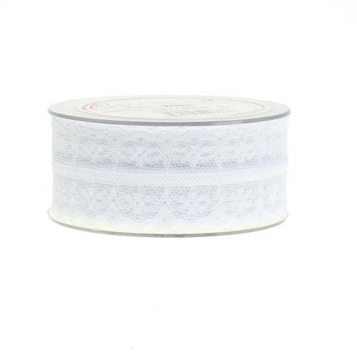 Floristik24 Fita de renda vintage branca 40 mm 20 m