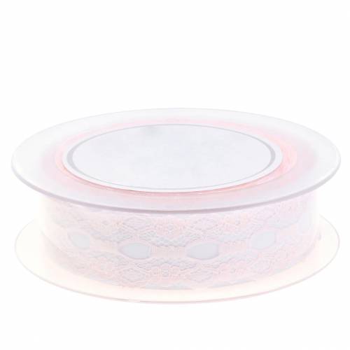 Floristik24 Fita de renda rosa 30 mm fita deco decoração de casamento de renda 20 m