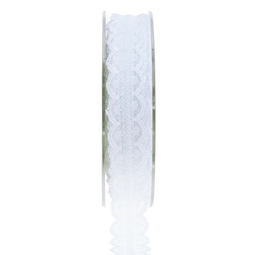 Floristik24 Fita de renda com borda ondulada branca 20mm 20m