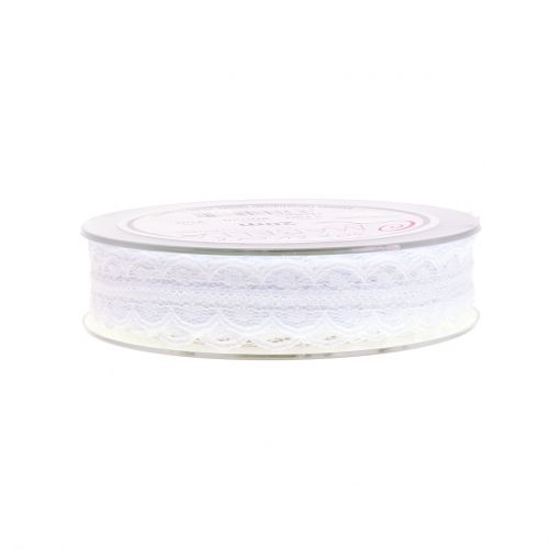 Floristik24 Fita de renda com borda ondulada branca 20mm 20m