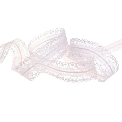 Floristik24 Fita de renda rosa vintage 20mm 20m