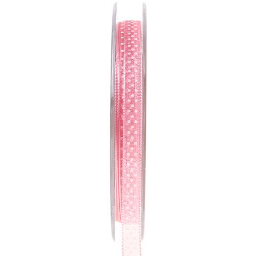 Floristik24 Fita decorativa com pontos rosa 7mm L20m