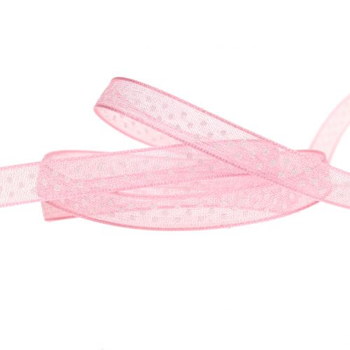 Floristik24 Fita decorativa com pontos rosa 7mm L20m
