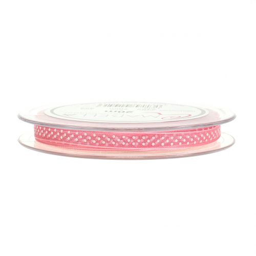 Floristik24 Fita decorativa com pontos rosa 7mm L20m