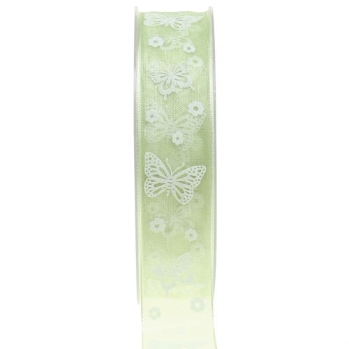 Floristik24 Fita de organza borboleta hortelã 25mm 20m