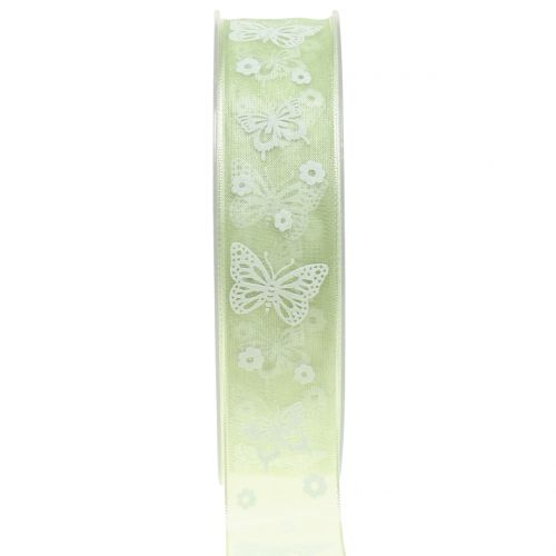 Floristik24 Fita de organza borboleta hortelã 25mm 20m