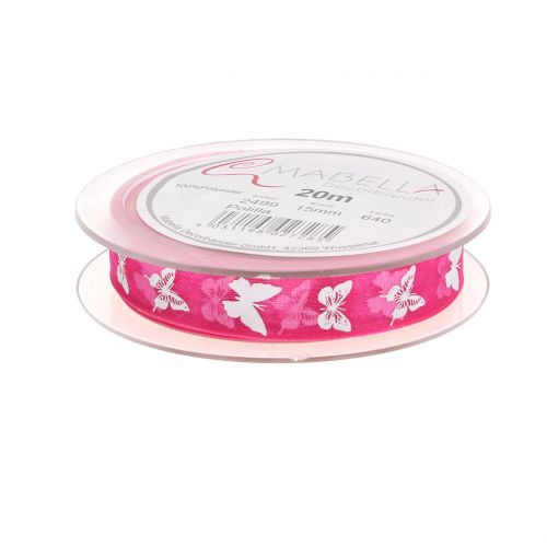 Floristik24 Fita de organza rosa borboleta 15mm 20m