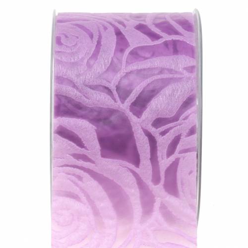 Floristik24 Fita decorativa rosas largas roxas 63mm 20m