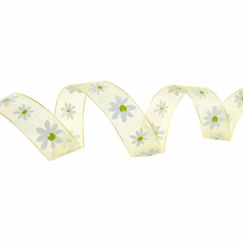 Itens Fita de organza flores amarelas 15mm fita de tecido fita decorativa decoração de verão 20m