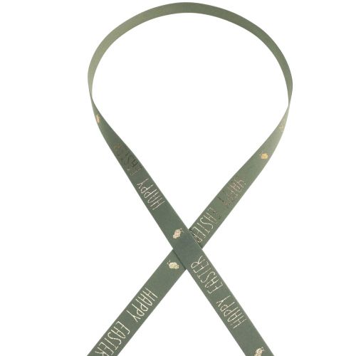 Floristik24 Fita de veludo Fita decorativa de Feliz Páscoa Menta 15mm 5m