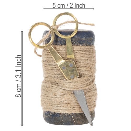 Itens Carretel de fita de juta com tesoura, Ø5cm A8cm, 2 unidades