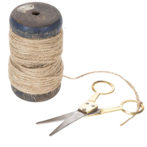 Itens Carretel de fita de juta com tesoura, Ø5cm A8cm, 2 unidades