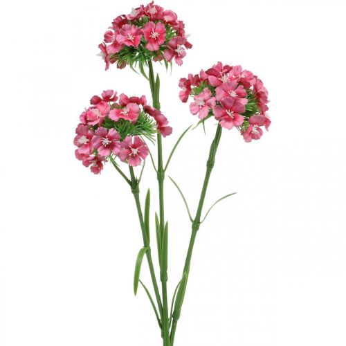 Flores artificiais doces William rosa cravos 55 cm pacote de 3 peças
