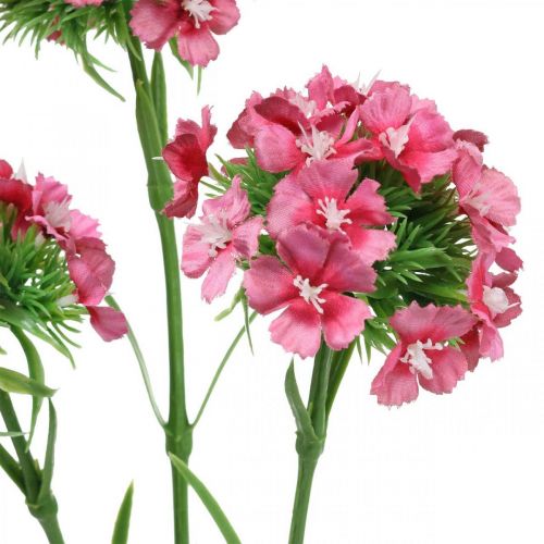 Flores artificiais doces William rosa cravos 55 cm pacote de 3 peças