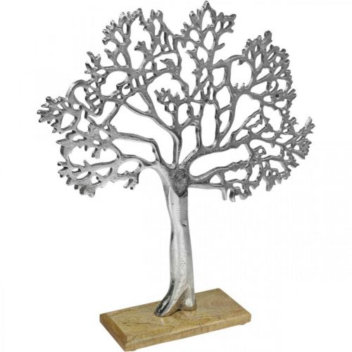 Deco tree metal grande, metal tree silver wood H42.5cm