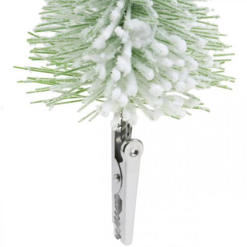 Floristik24 Decoração de Natal Árvore de Natal com clipes de neve verdes Alt.13/19cm 4 peças