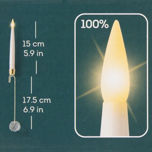 Itens Velas de árvore LED velas de bastão com luz amarela cristal 31cm 10 peças