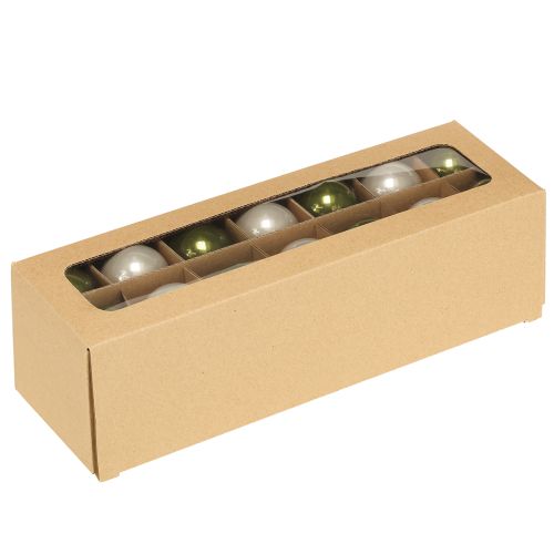 Itens Mini bolas de Natal em vidro verde prata 4 cm 24 peças