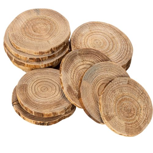 Fatias redondas de madeira natural para decoração e artesanato, 6 cm, 300 g | Floristik24.pt