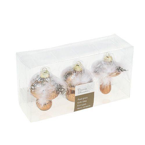 Floristik24 Decoração de árvore de vidro cogumelo marrom 8cm 3 unidades