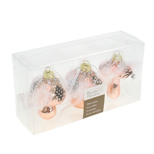 Floristik24 Decorações para árvores de vidro cogumelo cobre 8cm 3 unidades