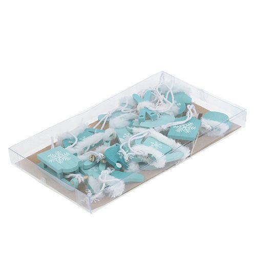 Floristik24 As decorações das árvores misturam 3,5 cm - 7,5 cm azul, branco 12 unidades