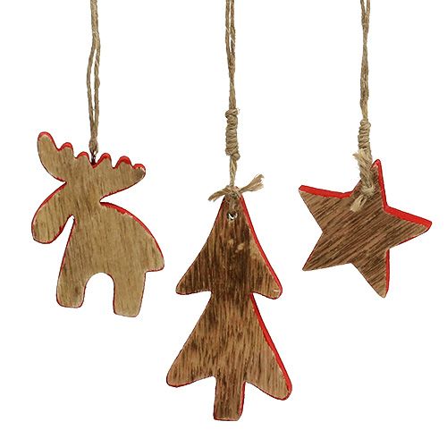 As decorações das árvores misturam vermelho, natureza 7cm - 9cm 9pcs