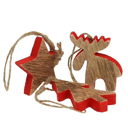 Floristik24 As decorações das árvores misturam vermelho, natureza 7cm - 9cm 9pcs